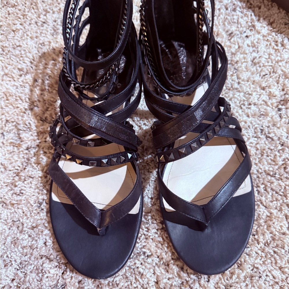 Vince Camuto Black Studded Strappy Sandals
